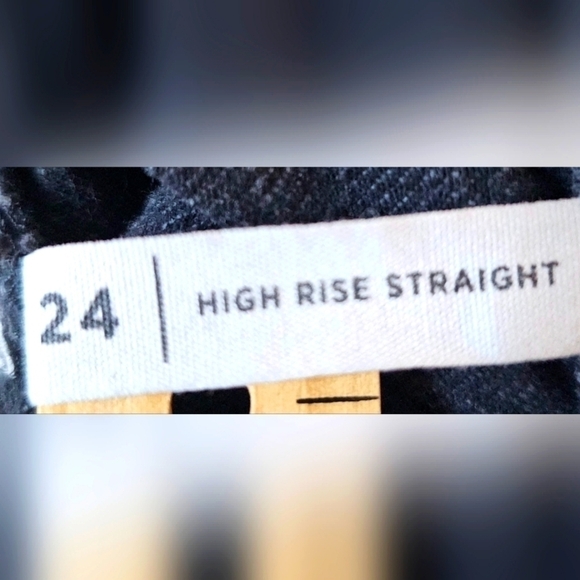 PacSun High Rise Straight Distressed Black Button Fly Jeans  Raw Hem Size 24 EUC - Picture 6 of 11